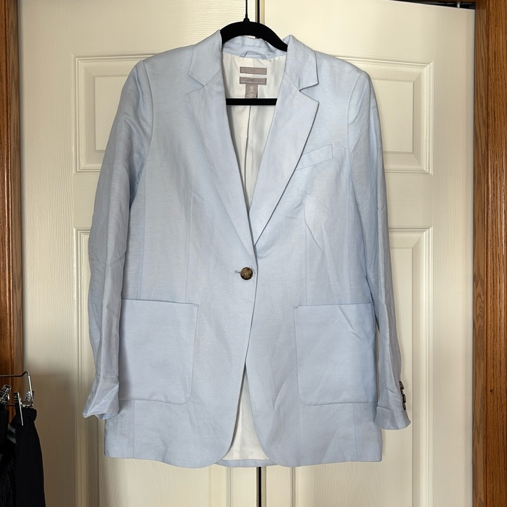 H&M Premium Collection Linen Blend Blazer oversized size small.